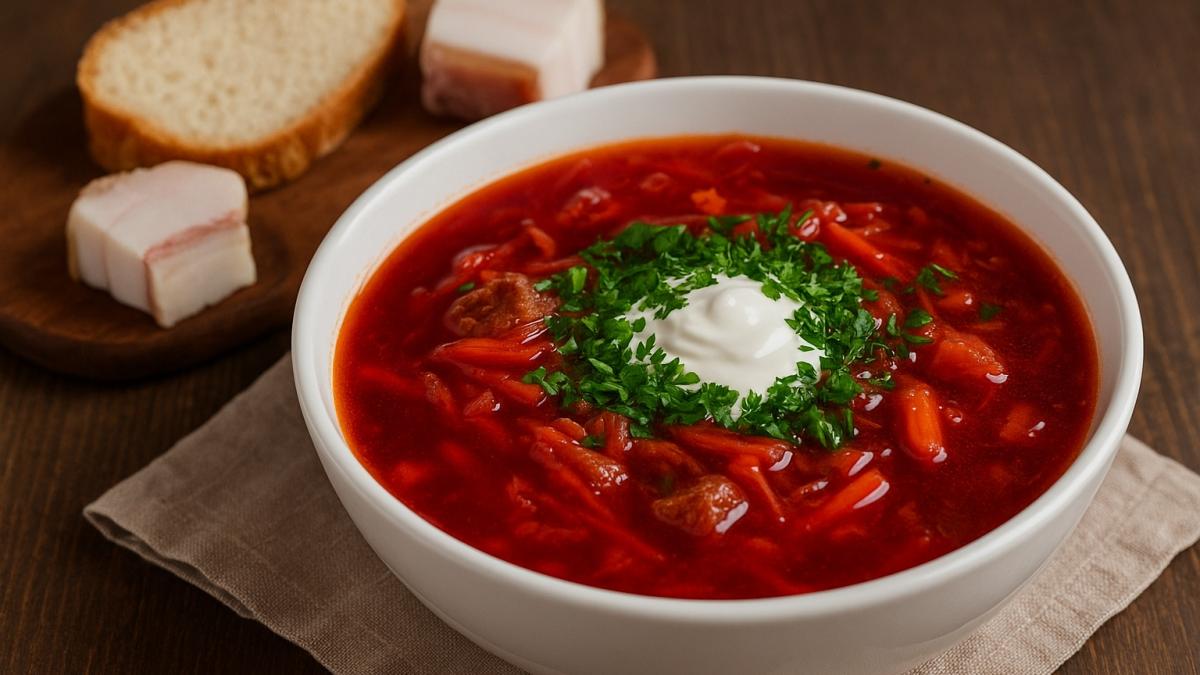 Борщ по-старинному с салом