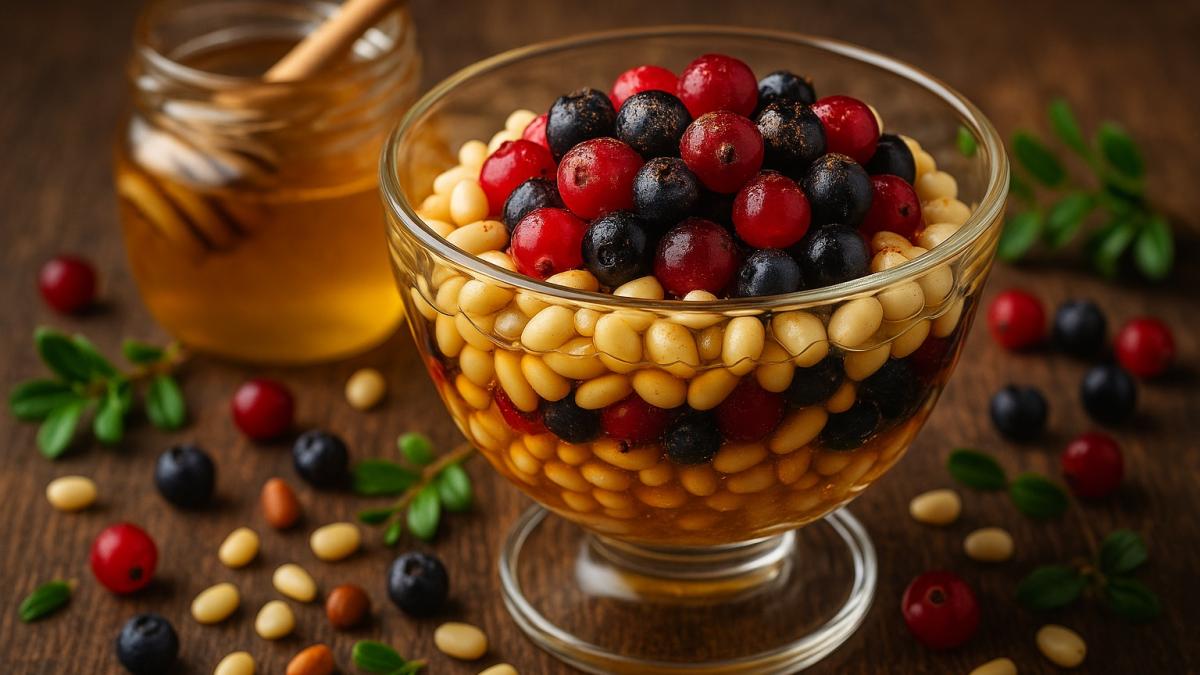 Кедровые орехи с медом и ягодами