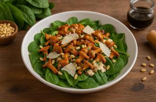 Грибная поляна с курицей: переворачиваю миску — и блюдо сияет шляпками сверху, как в ресторане