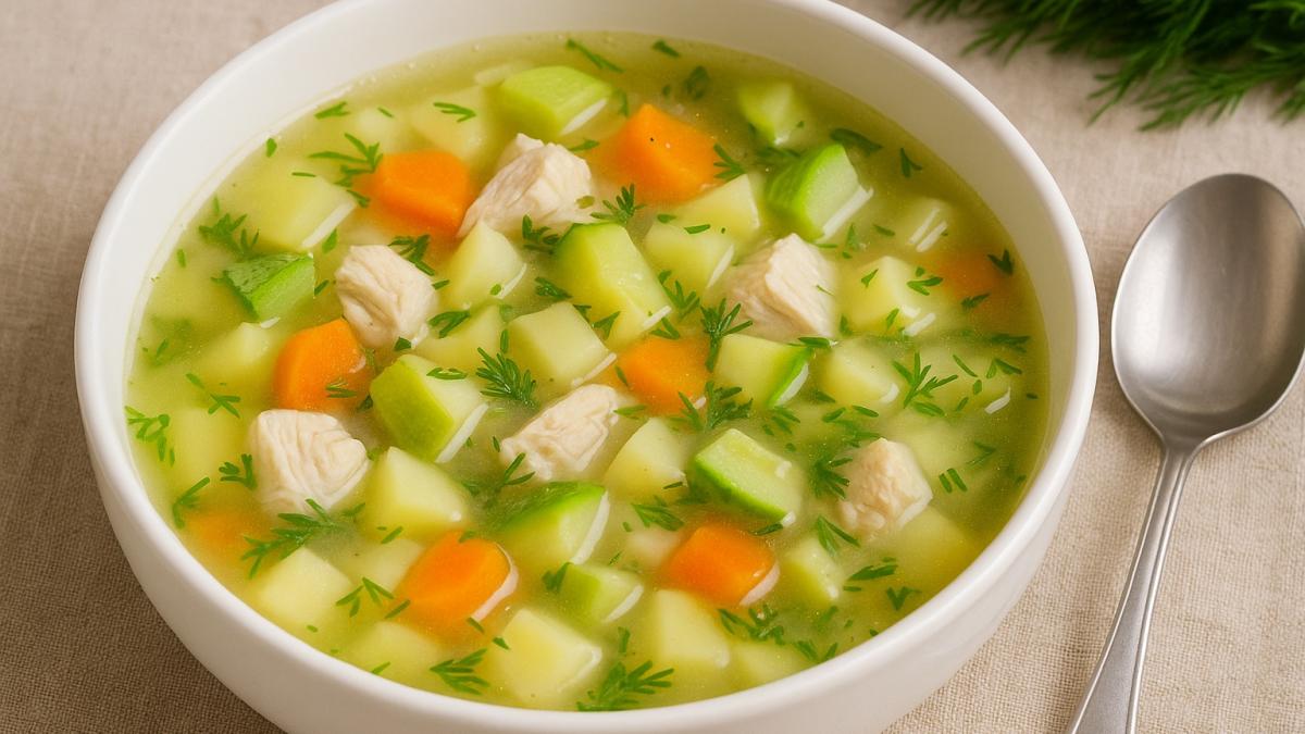 Лёгкий суп с куриной грудкой и кабачком Лёгкий суп с куриной грудкой и кабачком