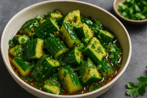 Рецепт корейского салата из огурцов с морковью и кунжутом