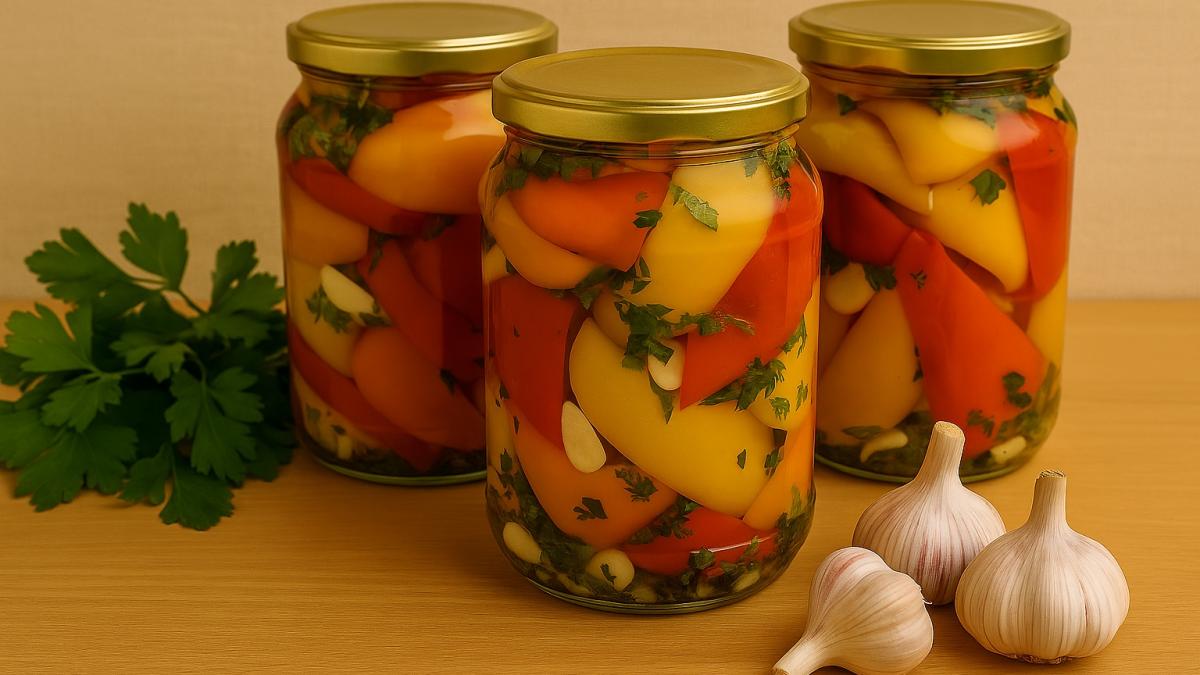 Перцы в маринаде с чесноком и зеленью Перцы в маринаде с чесноком и зеленью