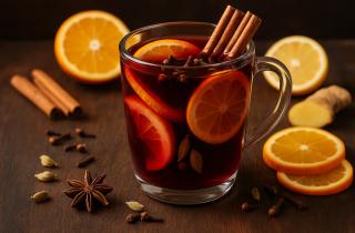 Глинтвейн получается ароматным при использовании сухого красного вина — повар