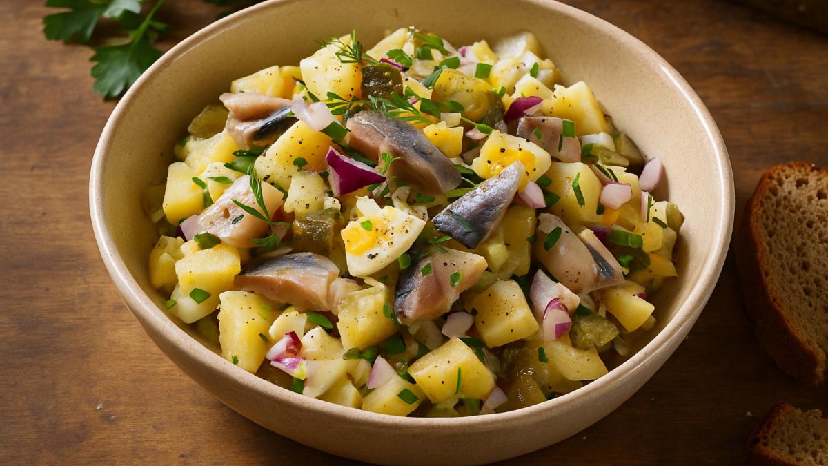 Салат с маринованной рыбой и картофелем Салат с маринованной рыбой и картофелем