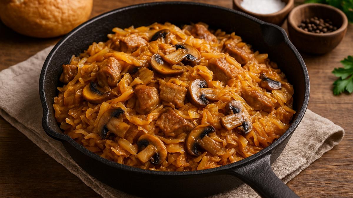 Тушеная капуста с мясом и грибами Тушеная капуста с мясом и грибами
