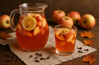 Компот из яблок и винограда получается освежающим с кислинкой яблок и сладостью винограда