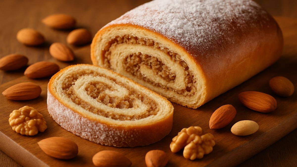 Ореховый рулет с миндалём и грецкими орехами