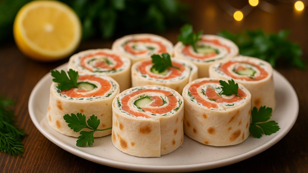 Роллы из лаваша с красной рыбой