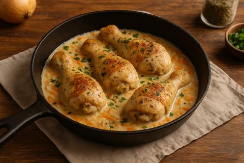 Тушёная курица с картошкой в казане сохраняет сочность мяса и аромат специй