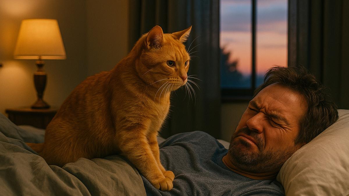Кошка будит хозяина утром