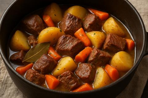 Мясо по-капитански запекается в духовке со свининой и картофелем — повар