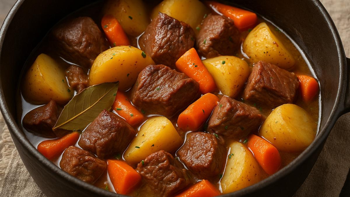 Оленина, тушёная с картофелем и морковью