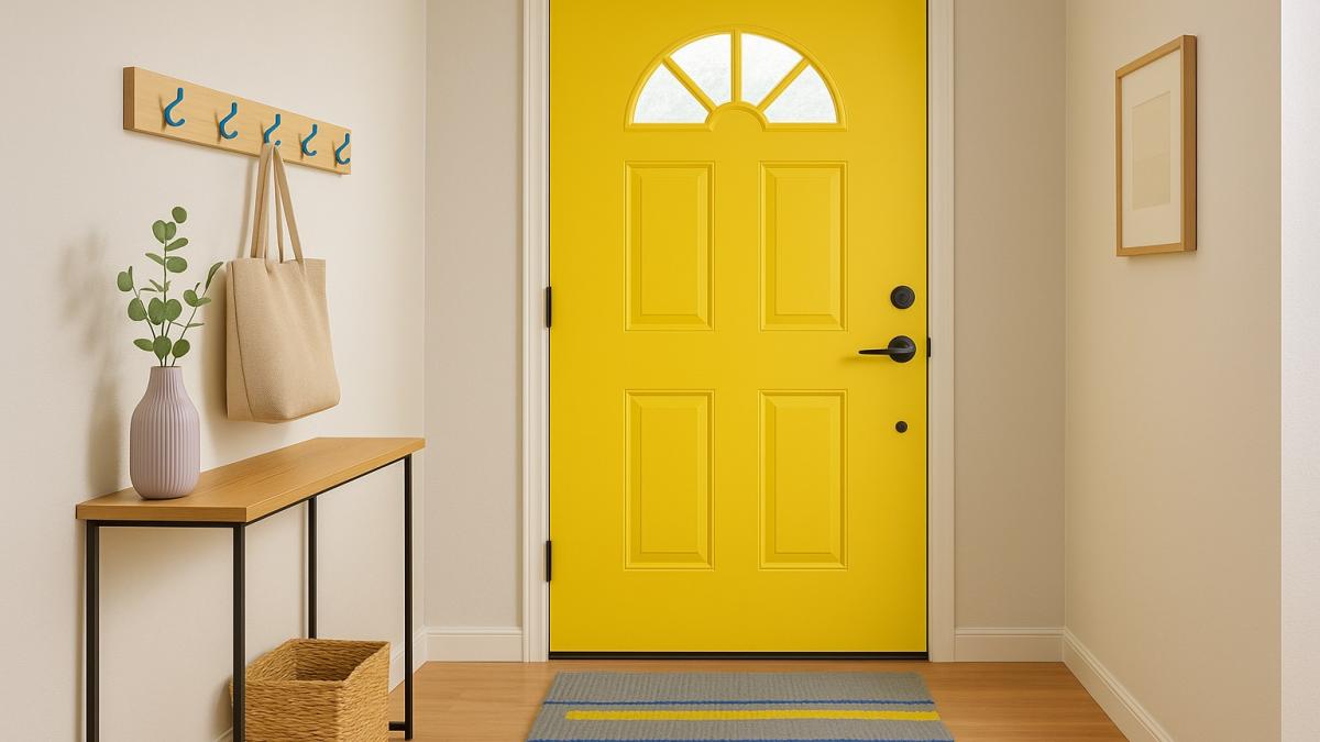 Жёлтая дверь в прихожей