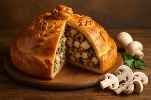 Курник с курицей и картофелем в духовке получается сочным
