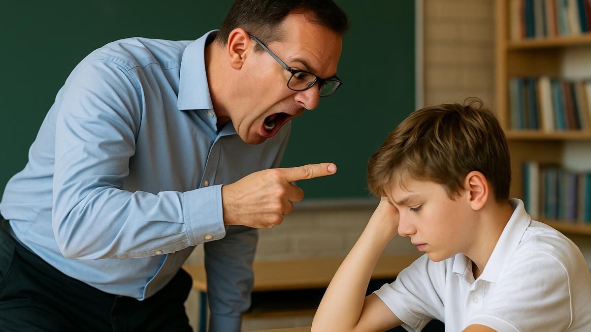 Учитель кричит на ученика Учитель кричит на ученика