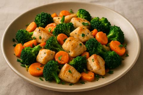 Повара обжаривают креветки с брокколи для насыщенного вкуса