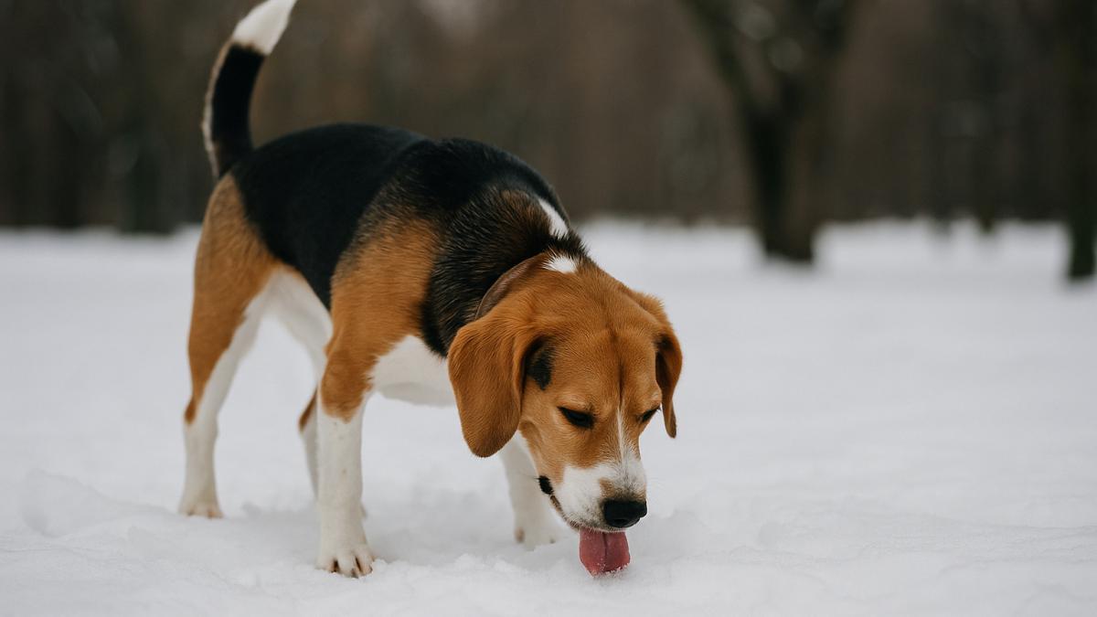 Собака зимой