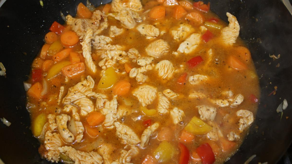 Индейка с овощами на сковороде Индейка с овощами на сковороде