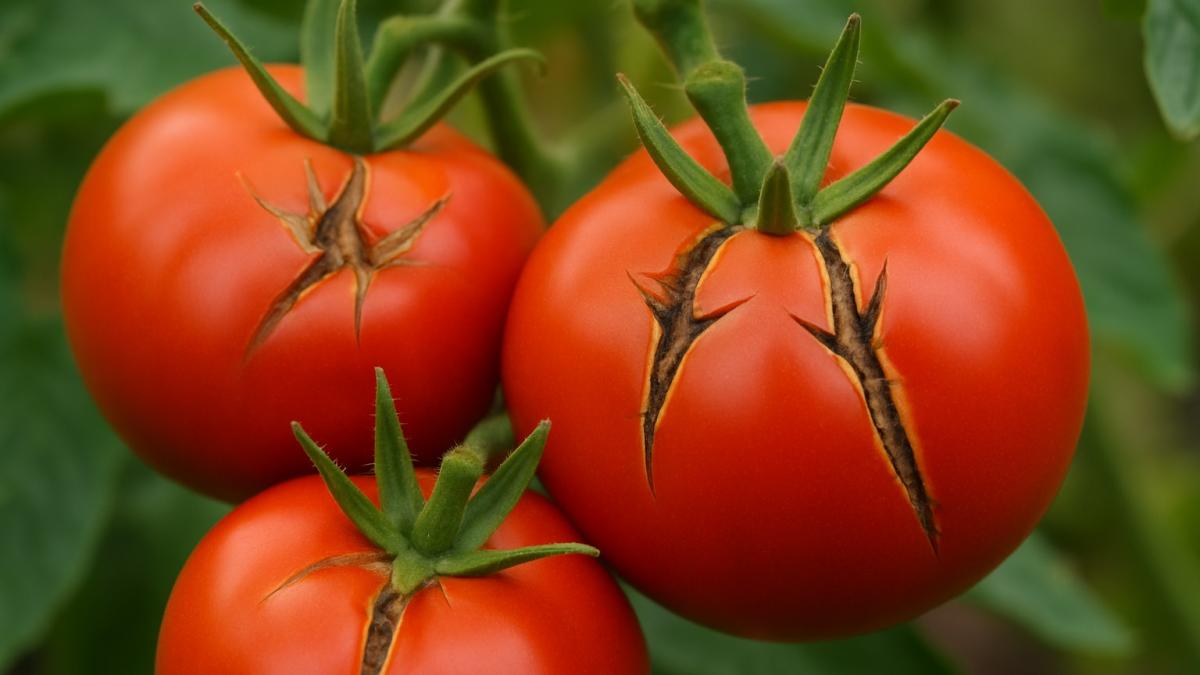 Треснувшие томаты на кусте Треснувшие томаты на кусте