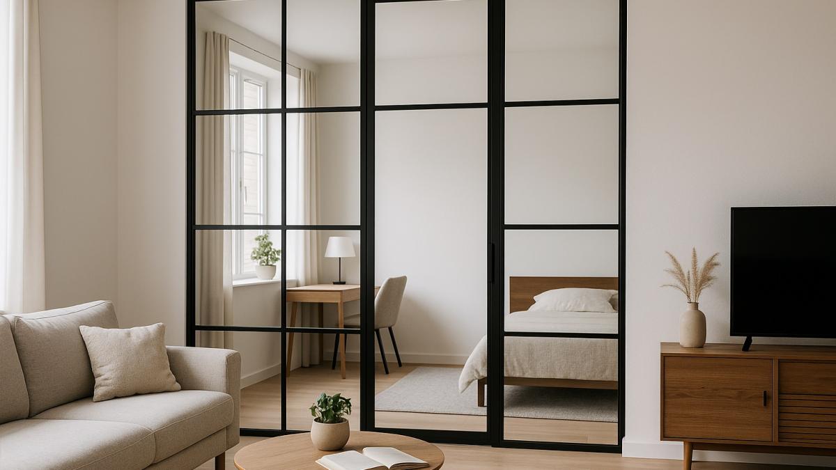 Стеклянная перегородка в интерьере