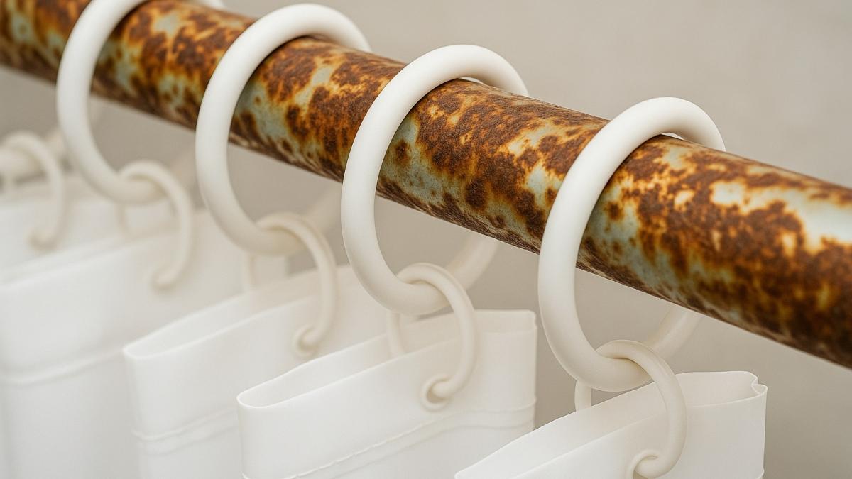 Ржавая перекладина для душевой шторы