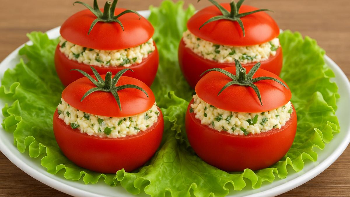 Фаршированные помидоры с сыром и чесноком