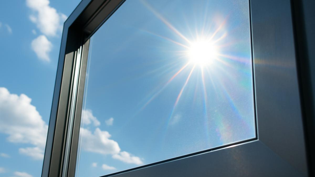 Прозрачное окно с солнечным покрытием