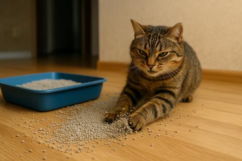 Кошка успокаивается, когда ощущает собственный запах в лотке