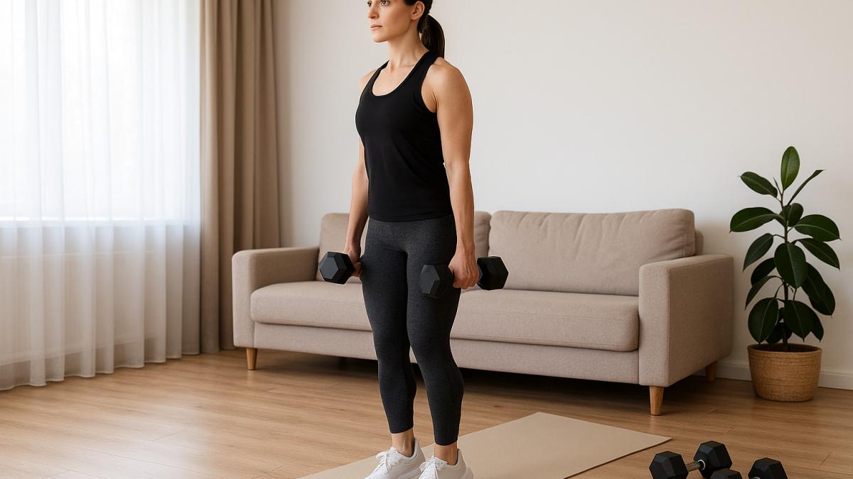 Домашняя тренировка для икр с гантелями