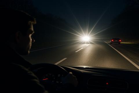 При ослеплении фарами водитель должен включить аварийку и снизить скорость