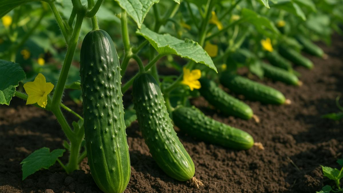 Огурцы на грядке
