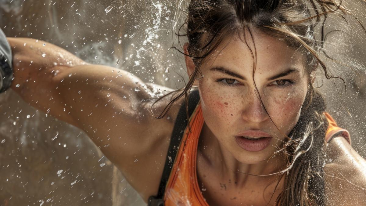 Девушка занимается спортом