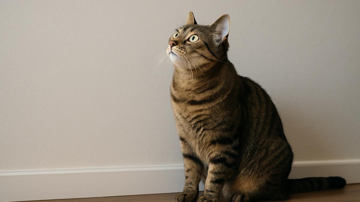 Кошка слушает стену