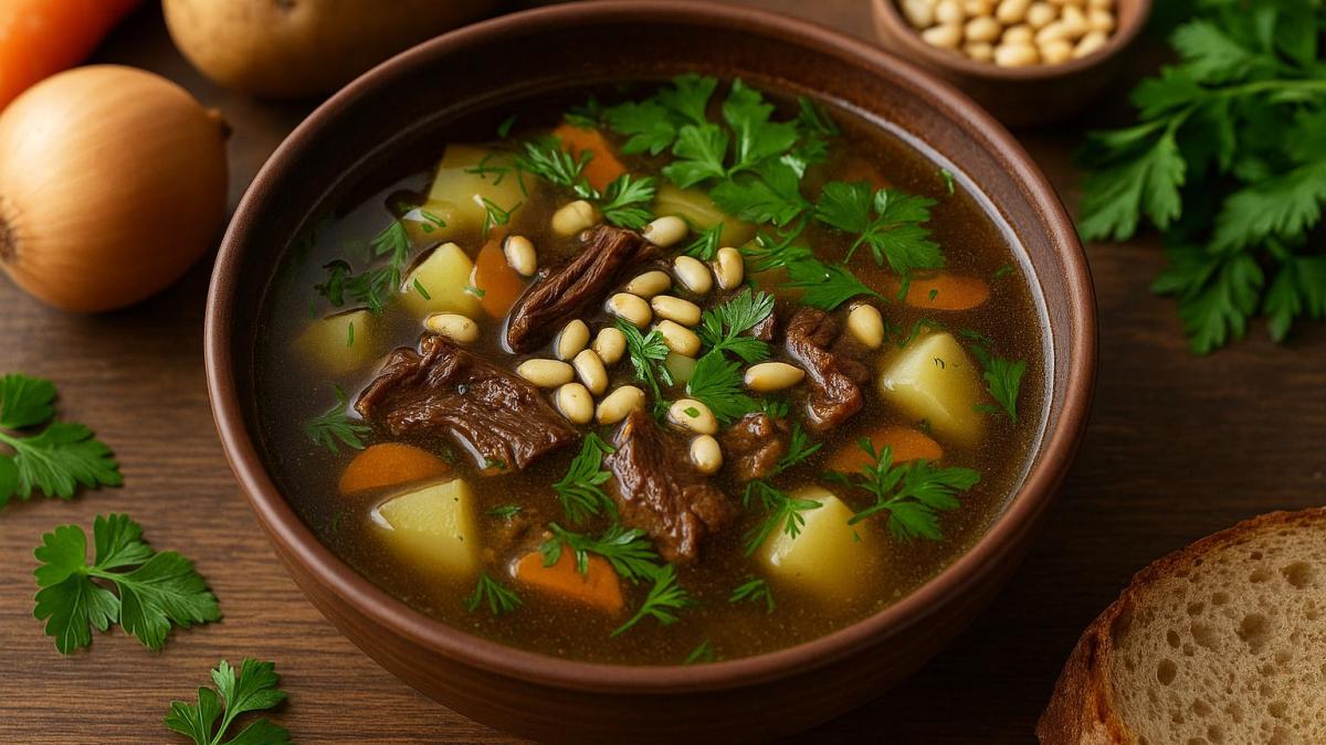 Грибной бульон с орешками