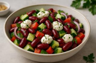 Салат с фасолью и крабовыми палочками готовится за 20 минут — повар