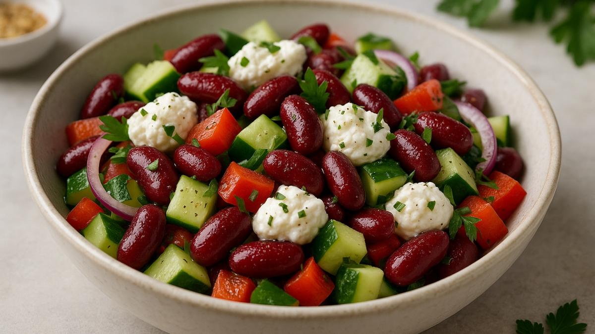 Салат из красной фасоли с творожным сыром