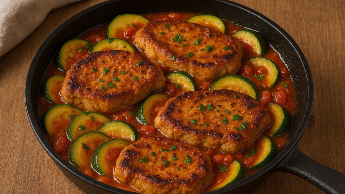 Свинина с кабачками в соусе