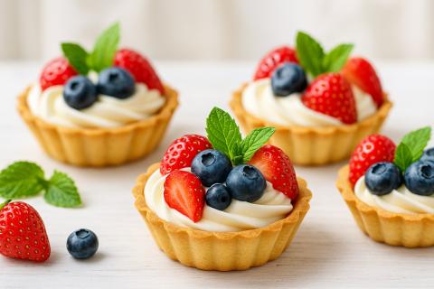 Песочные корзиночки с джемом и меренгой сохраняют хрустящую текстуру