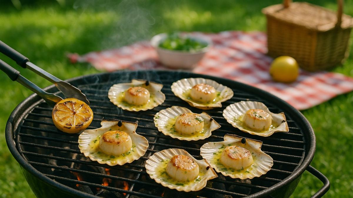 Гребешки на гриле летом