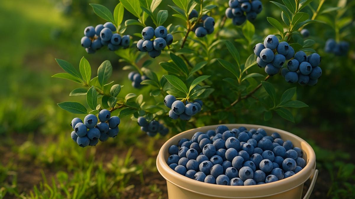 Урожай голубики в саду Урожай голубики в саду