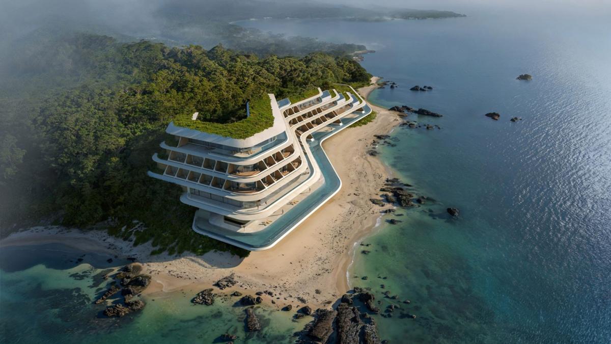 Извилистый отель на Окинаве в Японии