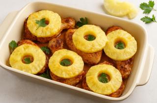 Куриная грудка с ананасами и сыром запекается при 180 градусах — повар