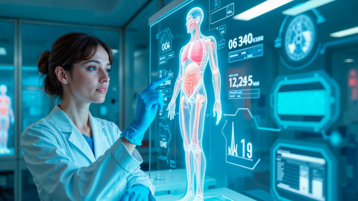 Врач с голографическим телом человека