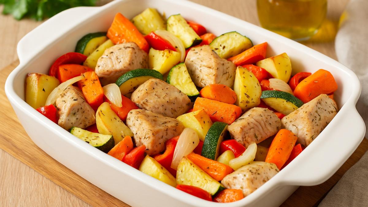 Индейка, запечённая с овощами