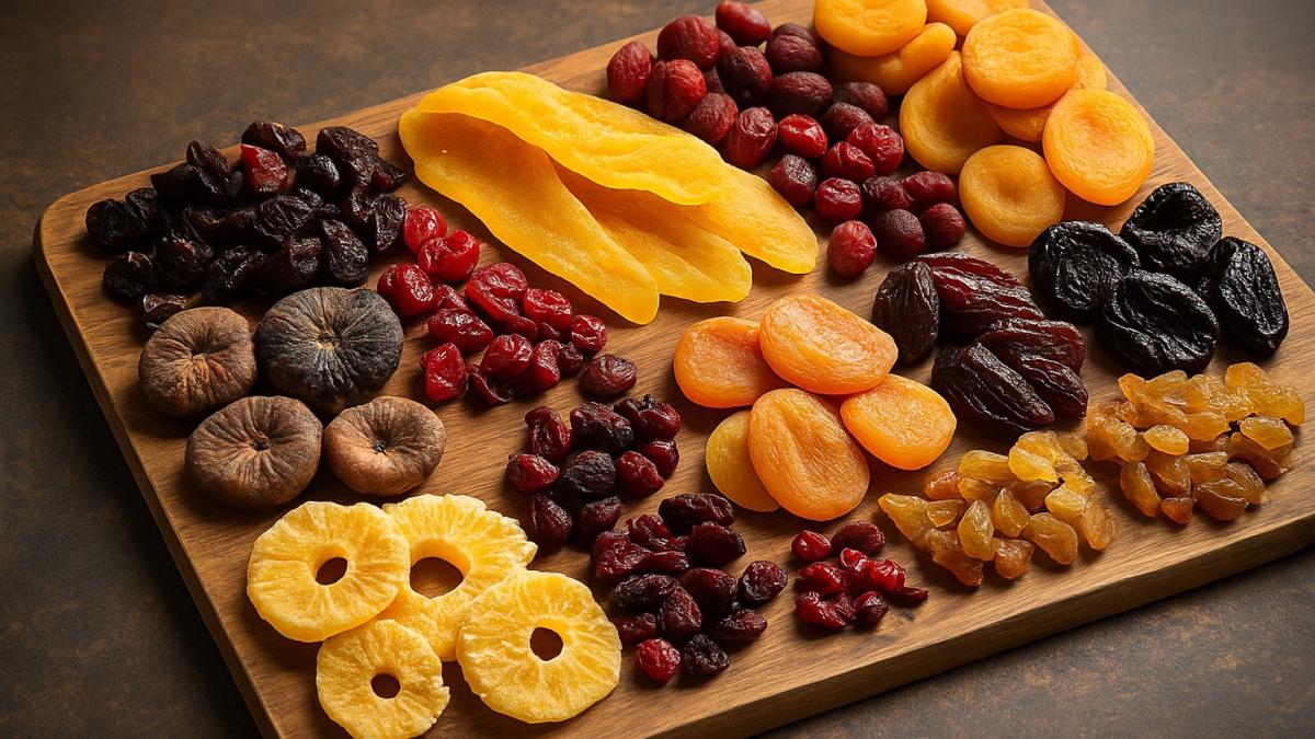 Ассорти сухофруктов на деревянной доске Ассорти сухофруктов на деревянной доске