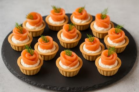 Тарталетки с творожным сыром и красной рыбой сочетают сыр и рыбу — повар