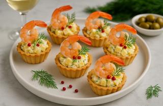 Тарталетки с креветками и сыром сочетают сыр и морепродукты — шеф-повар
