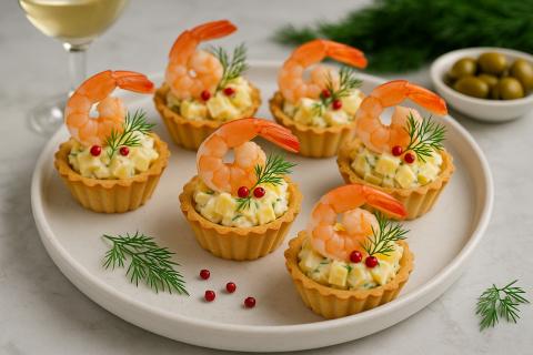 Тарталетки с креветками и сыром сочетают сыр и морепродукты — шеф-повар