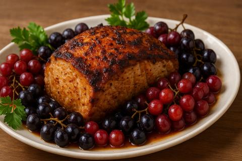 Свинина с черносливом в духовке сочетает мясо с маринадом из сметаны и горчицы