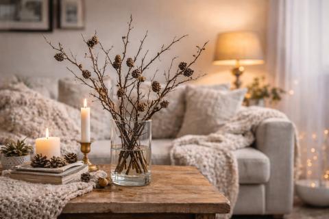 Обычные ветки превращают квартиру в зимний оазис: этот бесплатный приём меняет интерьер за один вечер